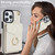 For iPhone 14 Pro Max Rhombic Texture Card Bag Phone Case with Long Lanyard(White)