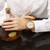 CAGARNY 6820 Round Large Dial Leather Band Quartz Dual Movement Watch For Men(Gold Surface Dark Brown Band)