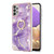 For Samsung Galaxy A13 4G Electroplating Marble Pattern TPU Phone Case with Ring(Purple 002)