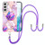 For Samsung Galaxy S22 5G Electroplating Splicing Marble TPU Phone Case with Lanyard(Light Purple)