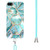 For iPhone SE 2022 / SE 2020 / 8 / 7 Electroplating Splicing Marble TPU Phone Case with Lanyard(Blue)