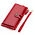 3506 RFID Anti-Degaussing Oil Wax Vintage Texture Genuine Leather Hand Held Wallet for Ladies(Red)