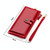 3506 RFID Anti-Degaussing Oil Wax Vintage Texture Genuine Leather Hand Held Wallet for Ladies(Red)