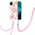 For OPPO Realme C21Y Splicing Marble Flower Pattern TPU Phone Case with Lanyard(Pink Flower)