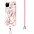 For OPPO Realme C21Y Splicing Marble Flower Pattern TPU Phone Case with Lanyard(Pink Flower)