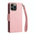 For iPhone 13 Pro Rivet Buckle 9 Cards Three Fold Leather Phone Case (Rose Gold)