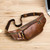 LAOSHIZI Vintage Leather Waist Bag Shoulder Crossbody Bag Shoulder Chest Bag For Men(Brown)