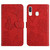 For Samsung Galaxy A40 Skin Feel Butterfly Peony Embossed Leather Phone Case(Red)