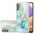 For Samsung Galaxy A73 5G Electroplating Marble IMD TPU Phone Case with Ring Holder(Green 003)