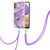 For Samsung Galaxy A53 5G Electroplating Marble IMD TPU Phone Case with Lanyard(Purple 002)