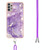 For Samsung Galaxy A53 5G Electroplating Marble IMD TPU Phone Case with Lanyard(Purple 002)
