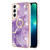 For Samsung Galaxy S22 Electroplating Marble IMD TPU Phone Case with Ring Holder(Purple 002)
