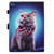 Sewing Pen Slot Leather Tablet Case For iPad 9.7 2018 & 2017(Bow Tie Cat)