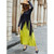 Women Solid Color Printed Dress (Color:Yellow Size:M)