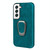 Ring Holder PU Phone Case For Samsung Galaxy S22 5G(Cyan)