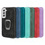 Ring Holder PU Phone Case For Samsung Galaxy S22 5G(Cyan)