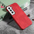 Ring Holder PU Phone Case For Samsung Galaxy S22 5G(Red)