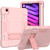 For iPad mini 6 Contrast Color Robot Shockproof Silicone + PC Protective Tablet Case with Holder & Pen Slot(Rose Gold)