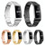 Three Beads Slingshot Buckle Solid Stainless Steel Watch Band for Fitbit Charge 4 (Gold)