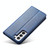 For Samsung Galaxy S21 FE Calf Texture Magnetic Horizontal Flip Leather Case with Holder & Card Slots & Wallet(Blue)