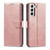 For Samsung Galaxy S21 FE 5G Calf Texture Buckle Horizontal Flip Leather Case with Holder & Card Slots & Wallet(Rose Gold)