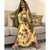 Women Printed Long Lace Dress (Color:Yellow Size:S)