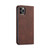 For iPhone 13 Pro Max Skin-feel Calfskin Texture Magnetic Dual-Fold Horizontal Flip Leather Case with Holder & Card Slots & Wallet (Coffee)