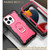 For iPhone 13 Pro PC + Rubber 3-layers Shockproof Protective Case with Rotating Holder (Black + Rose Red)