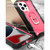 For iPhone 13 Pro PC + Rubber 3-layers Shockproof Protective Case with Rotating Holder (Black + Rose Red)