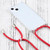 For iPhone 13 Four-corner Shockproof Transparent TPU Protective Case with Lanyard(Red)