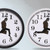 Walking Clock Businessman Briefcase Glass Wall Clock Personality Clock Decoration Round Clock(Black)
