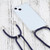 For iPhone 13 Four-corner Shockproof Transparent TPU Protective Case with Lanyard(Dark Blue)