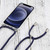 For iPhone 13 Four-corner Shockproof Transparent TPU Protective Case with Lanyard(Dark Blue)