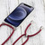 For iPhone 13 mini Four-corner Shockproof Transparent TPU Protective Case with Lanyard (Wine Red)