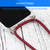 For iPhone 13 mini Four-corner Shockproof Transparent TPU Protective Case with Lanyard (Wine Red)