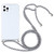 For iPhone 13 Pro Max Four-corner Shockproof Transparent TPU Protective Case with Lanyard (Black White)