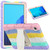 For Samsung Galaxy Tab A7 T500 3-Layer Protection Screen Frame + PC + Silicone Shockproof Combination Case with Holder(Colorful Pink)