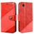 For Alcatel 1 2021 Contrast Color Splicing Retro Texture Horizontal Flip PU Leather Case with Card Slots & Holder & Wallet(Red)