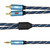 EMK 3.5mm Jack Male to 2 x RCA Male Gold Plated Connector Speaker Audio Cable, Cable Length:5m(Dark Blue)