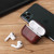 For AirPods Pro Anti-fall Snakeskin Texture PU Leather Protective Case with Carabiner(Silver)
