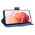 For Samsung Galaxy S21 FE Skin Feel Calf Pattern Horizontal Flip Leather Case with Holder & Card Slots & Photo Frame(Blue)