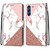For Samsung Galaxy S21 FE Coloured Drawing Cross Texture Horizontal Flip PU Leather Case with Holder & Card Slots & Wallet & Lanyard(Pink Stone Texture)
