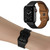 Double Hole Leather Watch Band For Apple Watch Series 7 41mm / 6 & SE & 5 & 4 40mm / 3 & 2 & 1 38mm(Black)