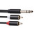 3685 6.35mm Male to Double RCA Male Stereo Audio Cable, Length:1.5m