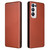 For OPPO Reno5 Pro+ Carbon Fiber Texture Horizontal Flip TPU + PC + PU Leather Case with Card Slot(Brown)
