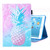 For iPad 10.2 2021 / 2020 / 2019 Coloured Drawing Pattern Horizontal Flip Leather Case with Holder & Card Slots & Photo Frame(Blue Pink Pineapple)