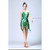 Sling Sequin Deep V Latin Dance Dress Competition Performance Costume (Color:Green Size:Free Size)