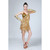 Fringe Sling Latin Dance Dress Competition Performance Suit with Gloves & Separate Bottoms (Color:Gold Size:Free Size)
