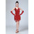 Fringe Sling Latin Dance Dress Competition Performance Suit with Gloves & Separate Bottoms (Color:Rose Red Size:Free Size)