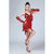 Fringe Sling Latin Dance Dress Competition Performance Suit with Gloves & Separate Bottoms (Color:Rose Red Size:Free Size)